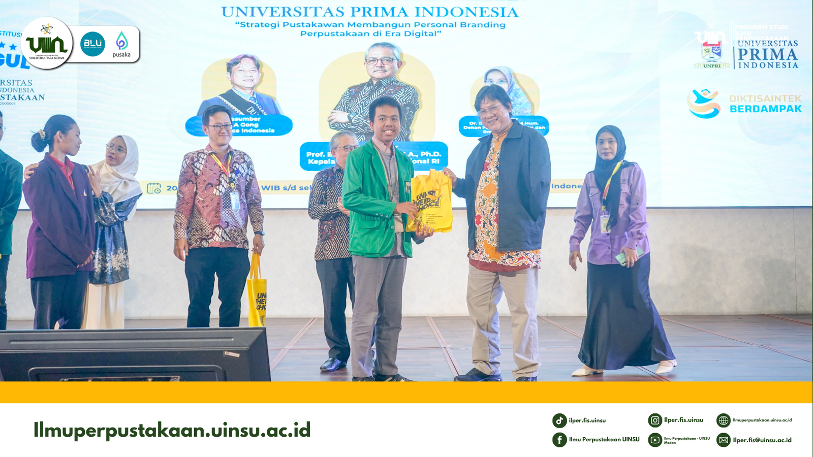 Mahasiswa dan Dosen Ilmu Perpustakaan UINSU Hadiri Seminar Nasional di Universitas Prima Indonesia